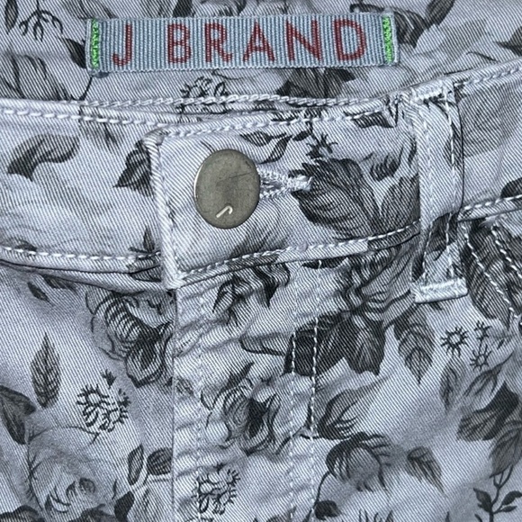 J Brand Cropped Jeans 27 Heaven Mini Floral Capri Style Denim Grey Skinny - Picture 3 of 10